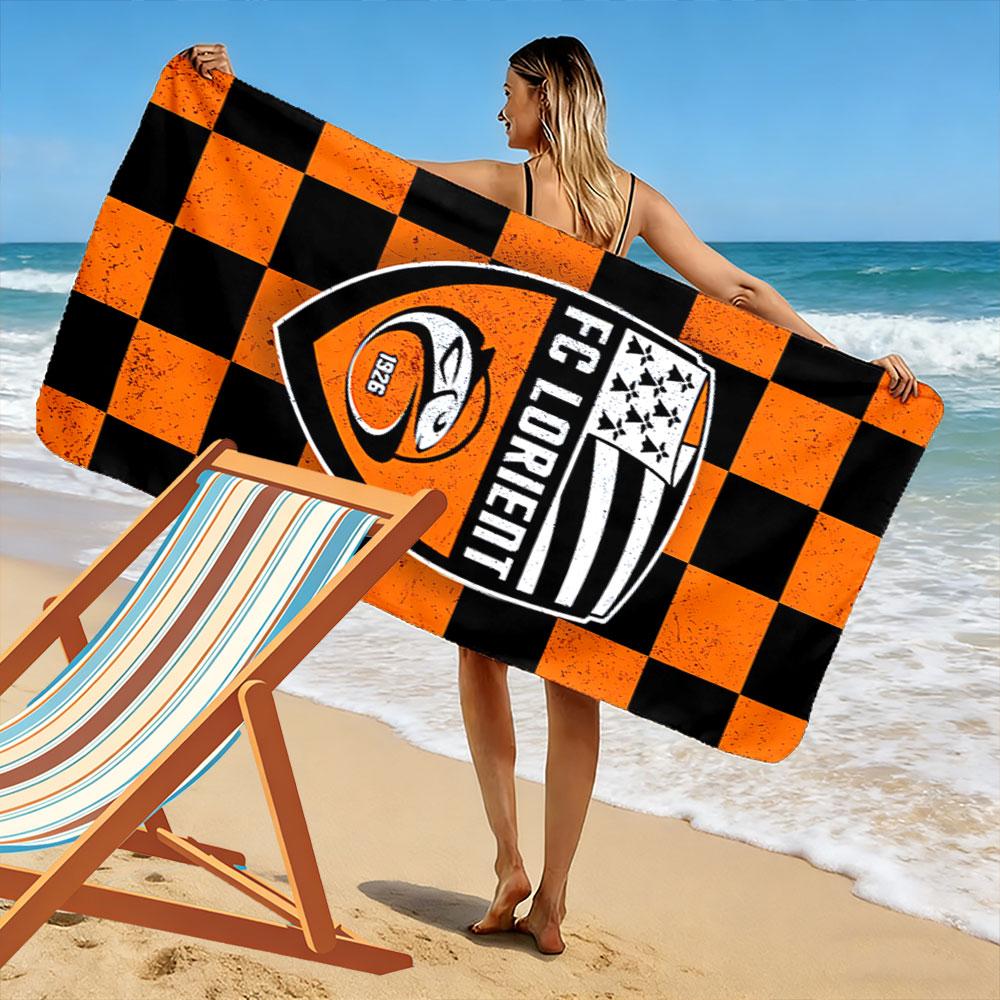 FC Lorient Badge Design Beach Towel Quick-drying for Travel Outdoor Sports Jogging Beach and Swimming