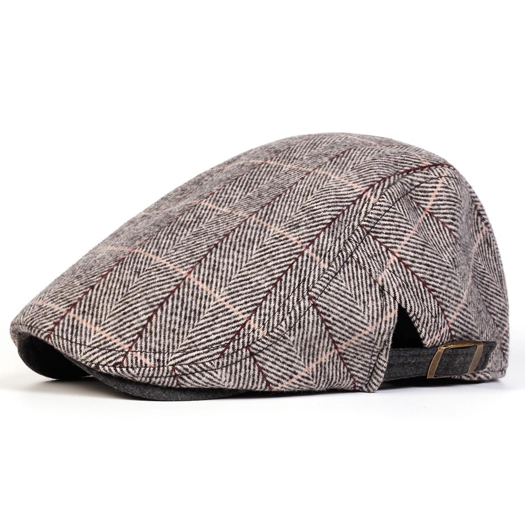Red Line Thick Herringbone Pattern Beret Cap Street Casual Fashion Caps Men's Artist Painter Hat Peaked Hats
