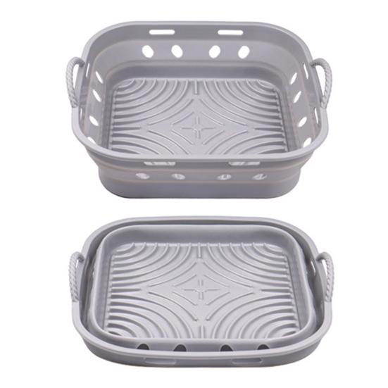 Foldable Round/Square Air Fryer Liner Basket 8.5 Inch Air Fryer Silicone Pot Reusable Baking Tray Accessories for 3.6-6.8 QT Oven Microwave
