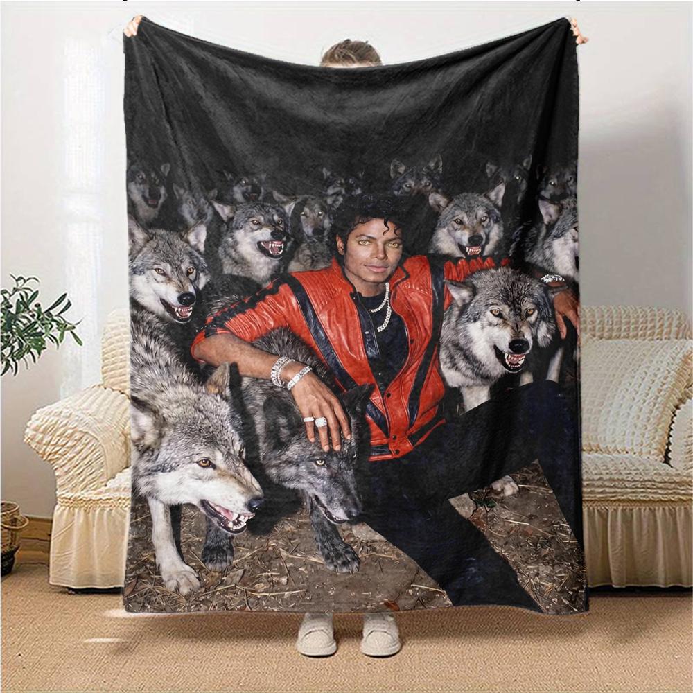 1Pc Michael Jackson Wolves Blanket Soft Throw Blanket For Home Bedroom Bed Sofa Travel Office Solid Christmas Blanket
