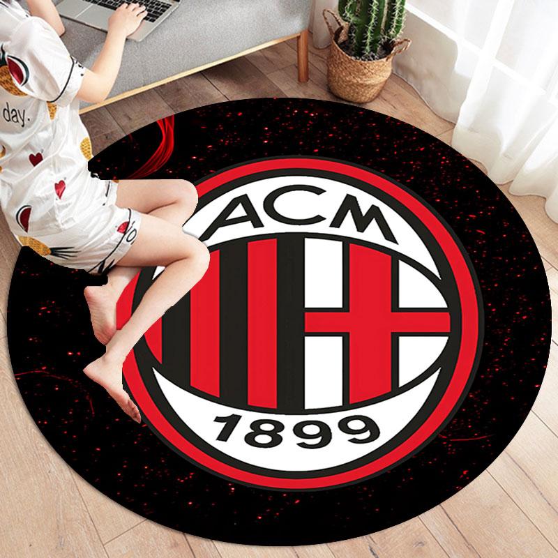 AC Milan Round Area Rug,Carpet Rug for Living Room Bedroom Sofa Playroom Decor,Non-slip Floor Mat