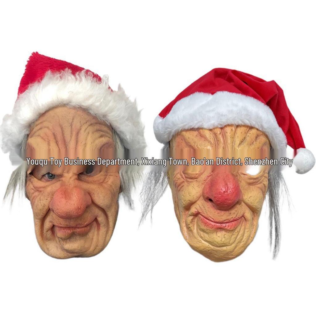 Gränsöverskridande Latex Mask för Äldre Person: Halloween Mänskligt Ansikte Peruk Huvudbonad