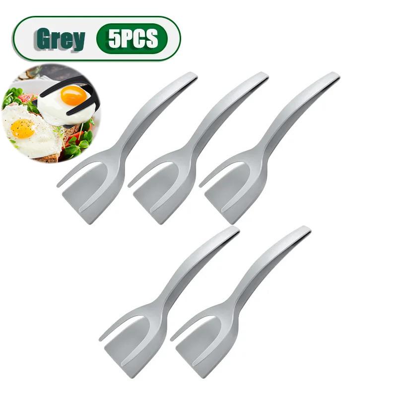 2 In 1 Nylon Grip Flip Tongs Egg Spatula Tongs Steak Spatula Tongs Clamp Pancake Fried Turners Kitchen Accessories