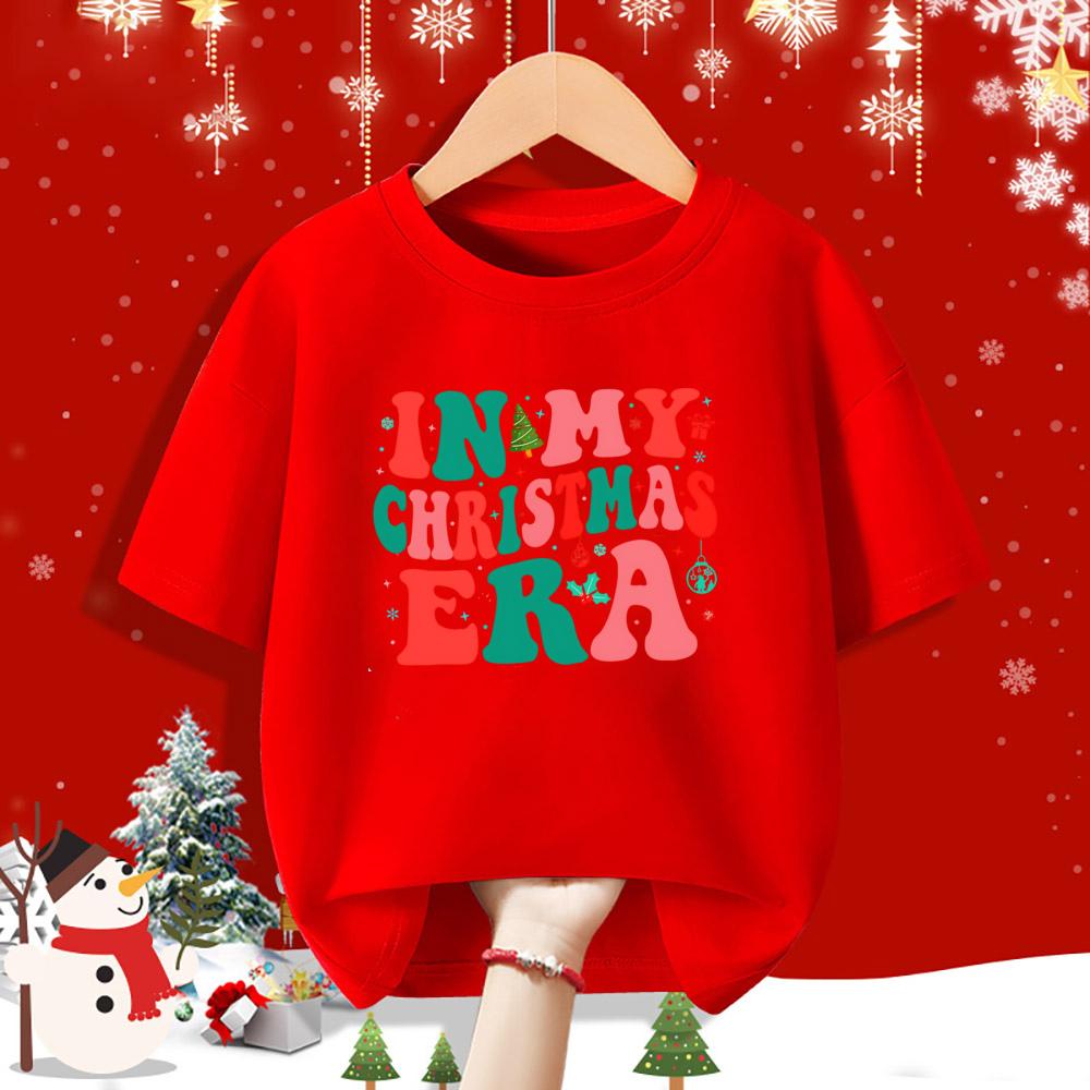 In My Christmas Era Print Kid T-shirt Casual Short Sleeve Round Neck Child Tees Shirt Christmas Day Holiday Childs Clothes
