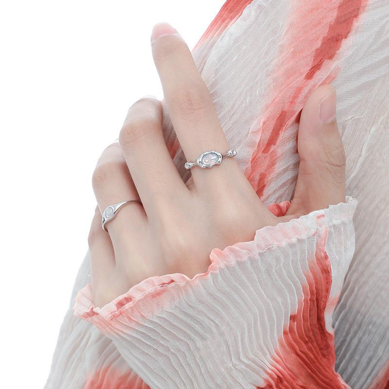 Adjustable Sleek Opal Ring For Women Unique Copper Jewelry Geometric Design Fashionable 2023