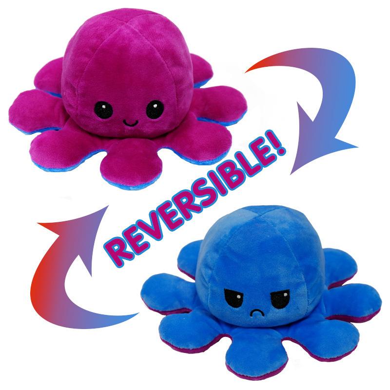 Reversible Flip Stuffed Octopus Plush  Doll Soft Simulation Reversible Plush Toy Double-sided Color