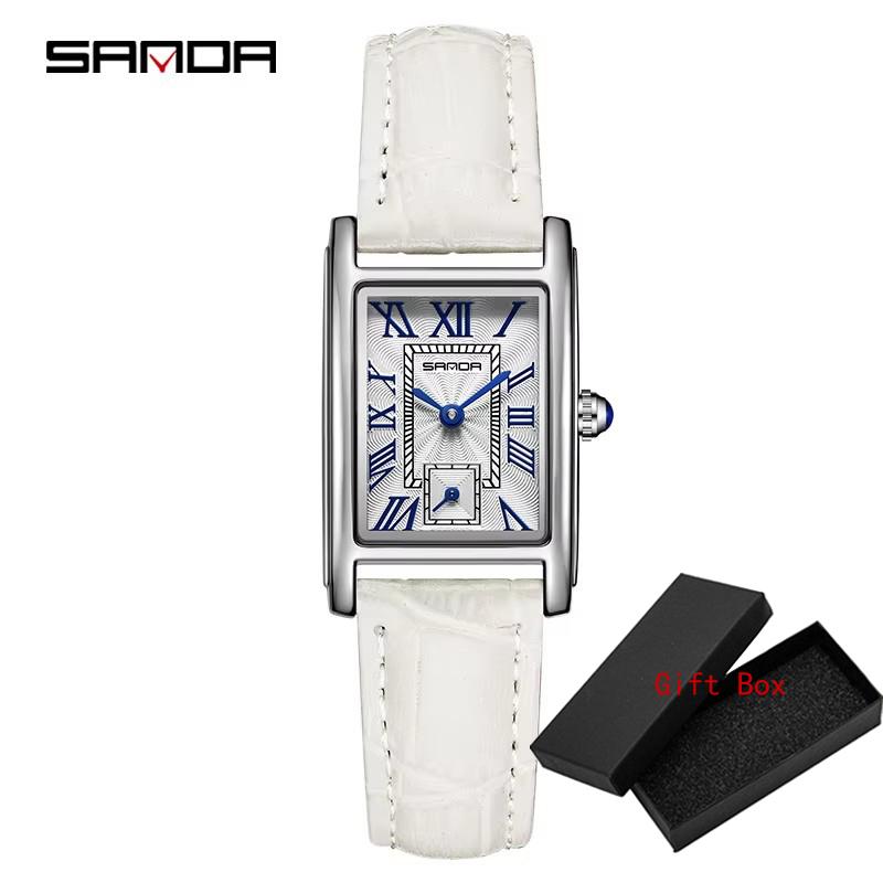 Fashion Sanda Top Brand Elegant Design Rectangle Dial Water Resistant Quartz Movement Business Gift Women Analog Wrist Watches