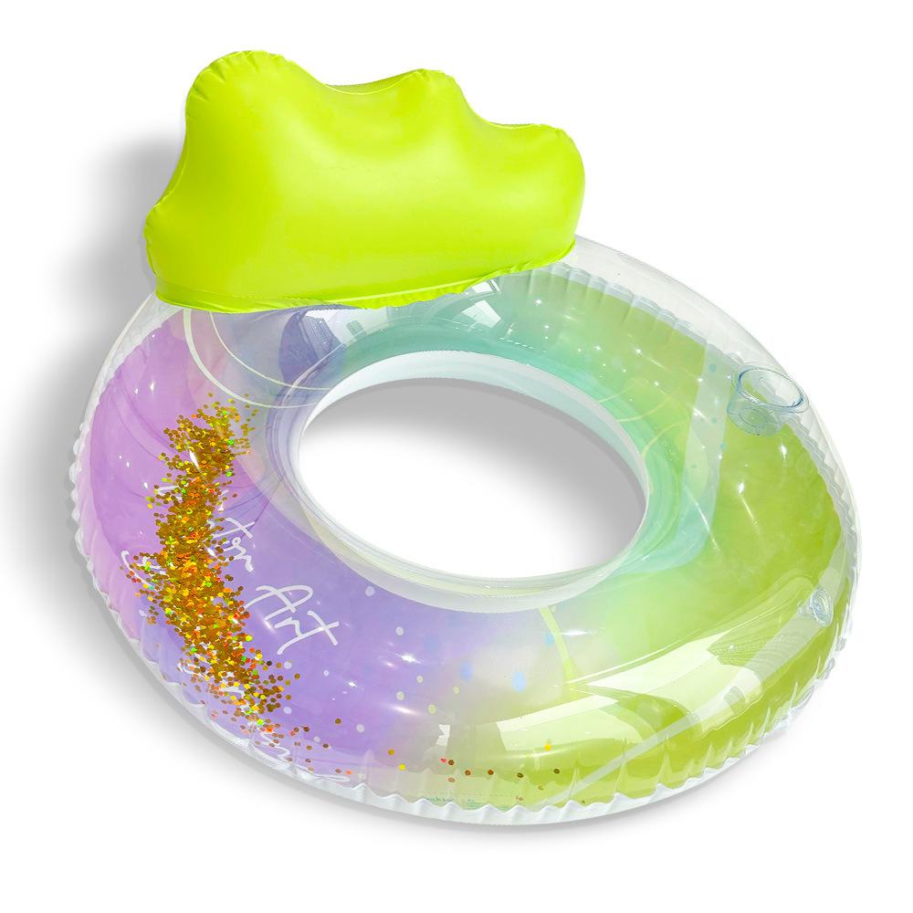 New Ink Backrest Swimming Ring with Cup Holder Thickened PVC Adult Swimming Ring Armpit Ring Life Buoy