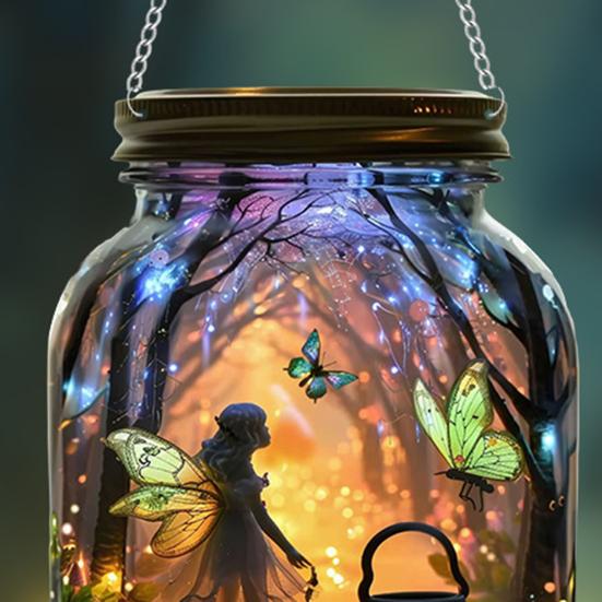Fairy Hanging Decoration 2D Flat Fairy Forest Acrylic Ornament Wishing Bottle Shape Decoration for Indoor Outdoor Window Door