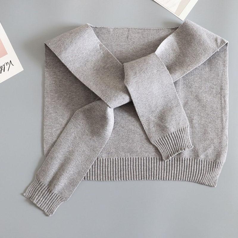 Shawl White Fake Collar Women Detachable Collars Warm Stripe Shoulder Wrap Knit False Collar Scarf Neckline Neckband Faux Col