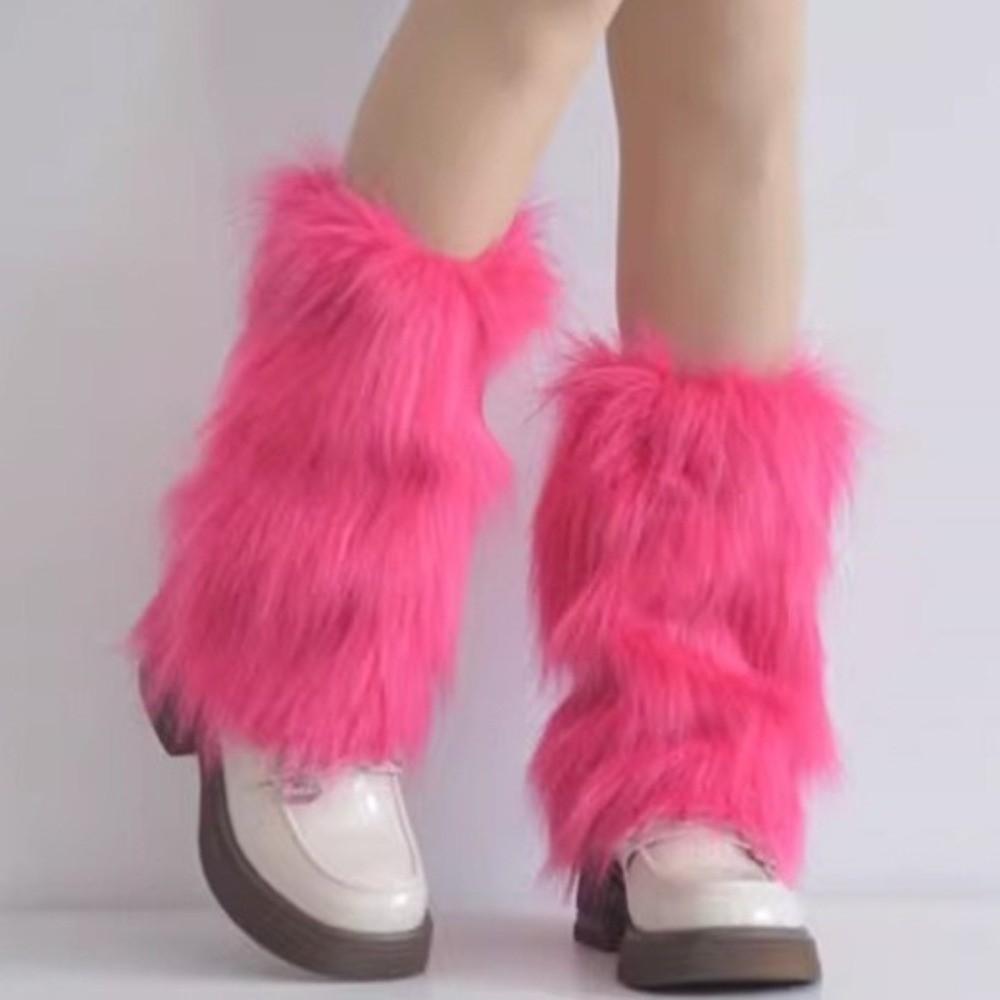 Japanese Style Furry Leg Warmers Faux Fur Knee High Girls Socks Fashion Long Tube Sock  JK
