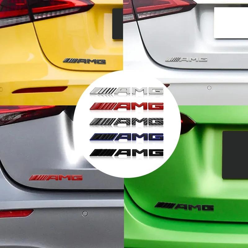 YVK5 3D ABS Car AMG Logo Badge Rear Trunk Emblem Stickers Decal For Mercedes Benz AMG A B C E G W211 W203 W204 W210 W124 Accessories