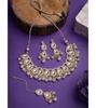 Women Good Looking Stylish Kundan & Pearls Studded White Choker Necklace with Drop Earring Maangtikka Jewellery Set
