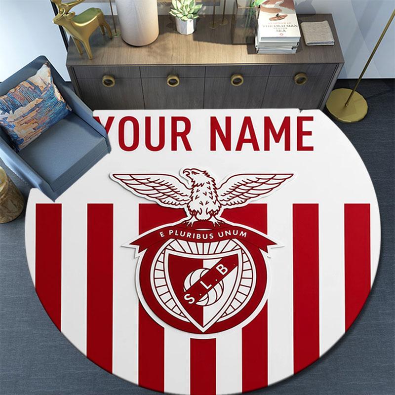 Custom Name,S.L. Benfica Pattern Round rug,Carpet Rug for Living Room Bedroom Playroom ,Non-slip Floor Mat,Holiday Gifts and Birthday Gifts.