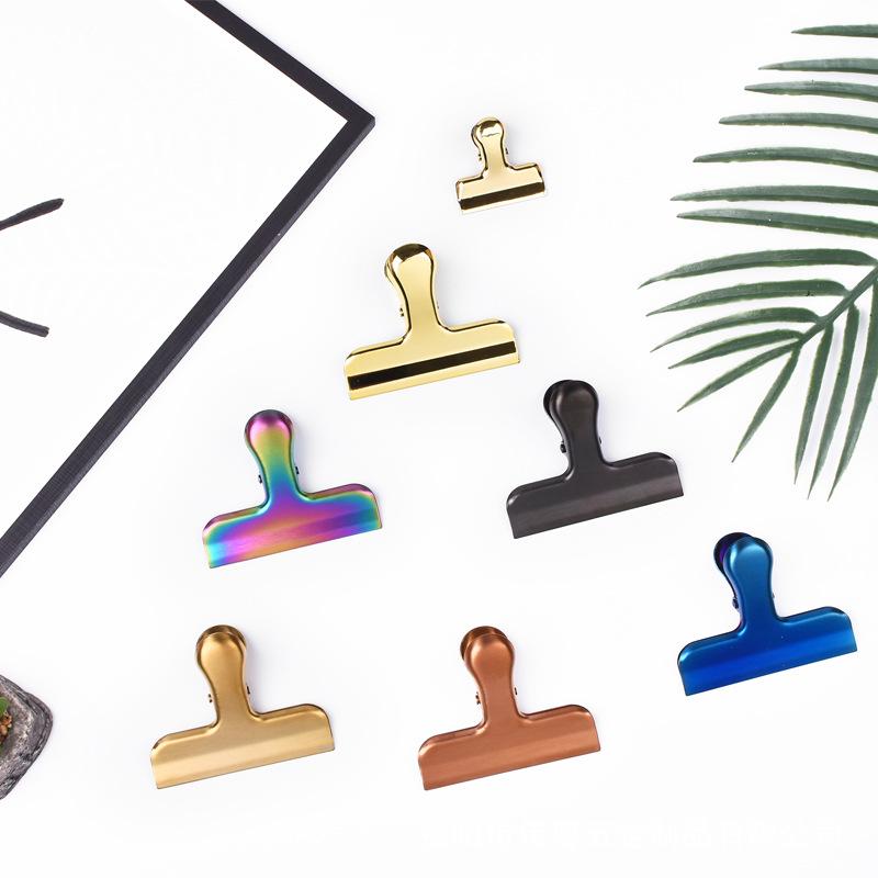 Nordic Style Electroplated Metal Clip - 77mm Glossy Color Sealing Clip