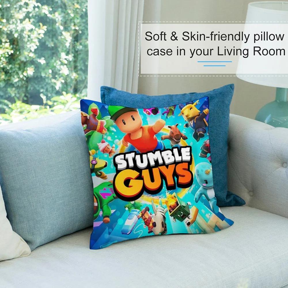 Pillow Sleeping Game S-Stumble Guys Ornamental Pillow Case Short Plush Sofa Decorative Gift Home Double-sided Printing Cushion