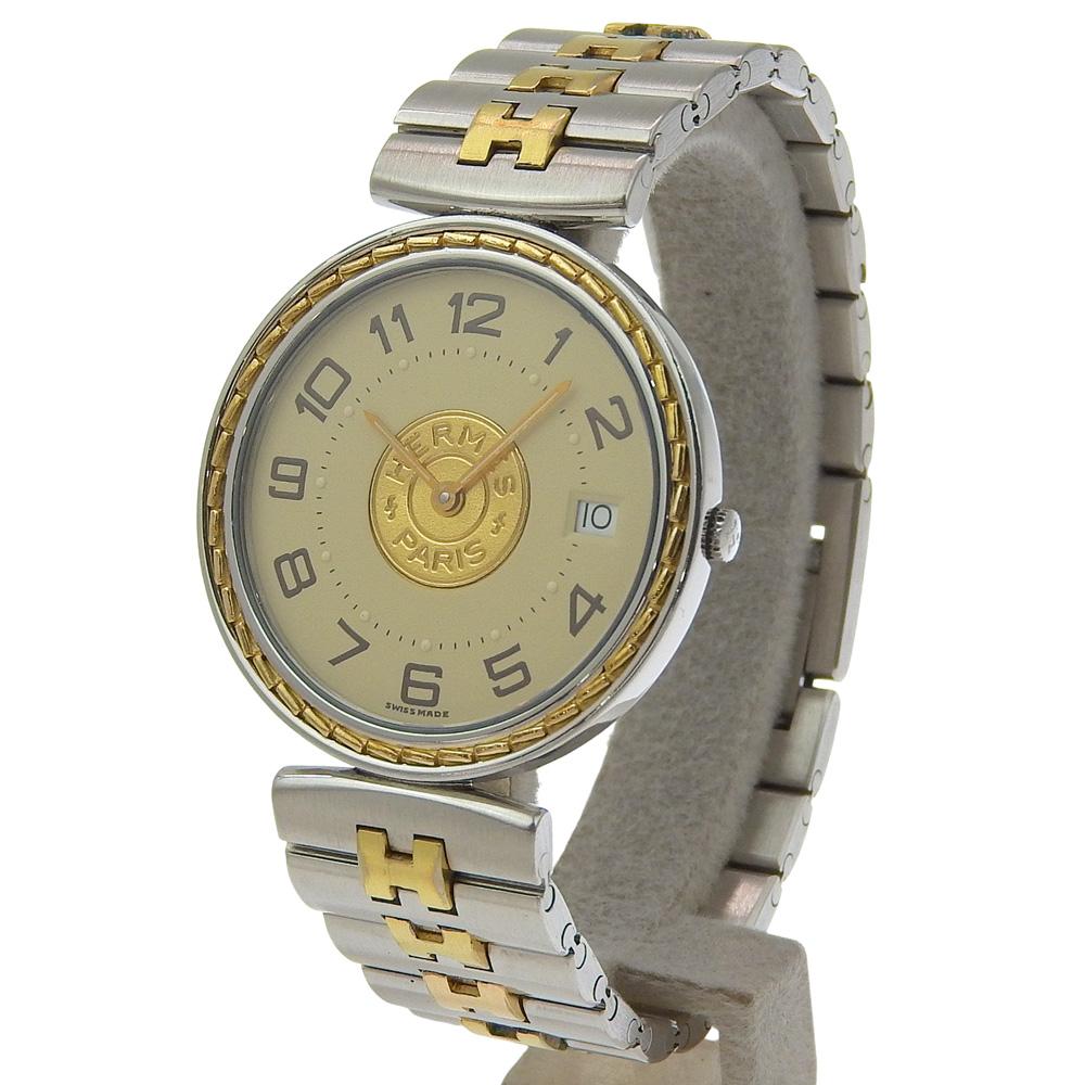 HERMES Serie Watches IvoryDial Stainless Steel Quartz Analog display unisex Used