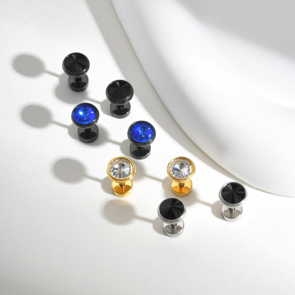 Stylish Cone Zircon Stud Earrings for Men Boys,Waterproof Stainless Steel Round Small Earrings,Hip Hop Jewelry Gifts