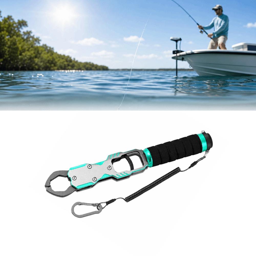 With 40lb Scale Fish Lip Gripper 360° Swivel Non-Slip Handle Fish Holder  Saltwater Fishing