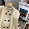 Vest for Women Cotton Winter Sleeveless Tops Knitted Sweater Vest Thickened Double Row of Buttons Casual V-neck Vest