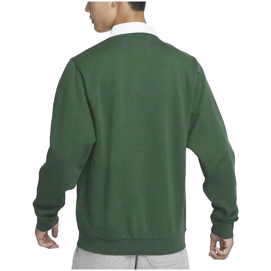 Nike Club Fleece Colorblock Long Sleeve Polo Men Tops Spruce-Green DX0538-323