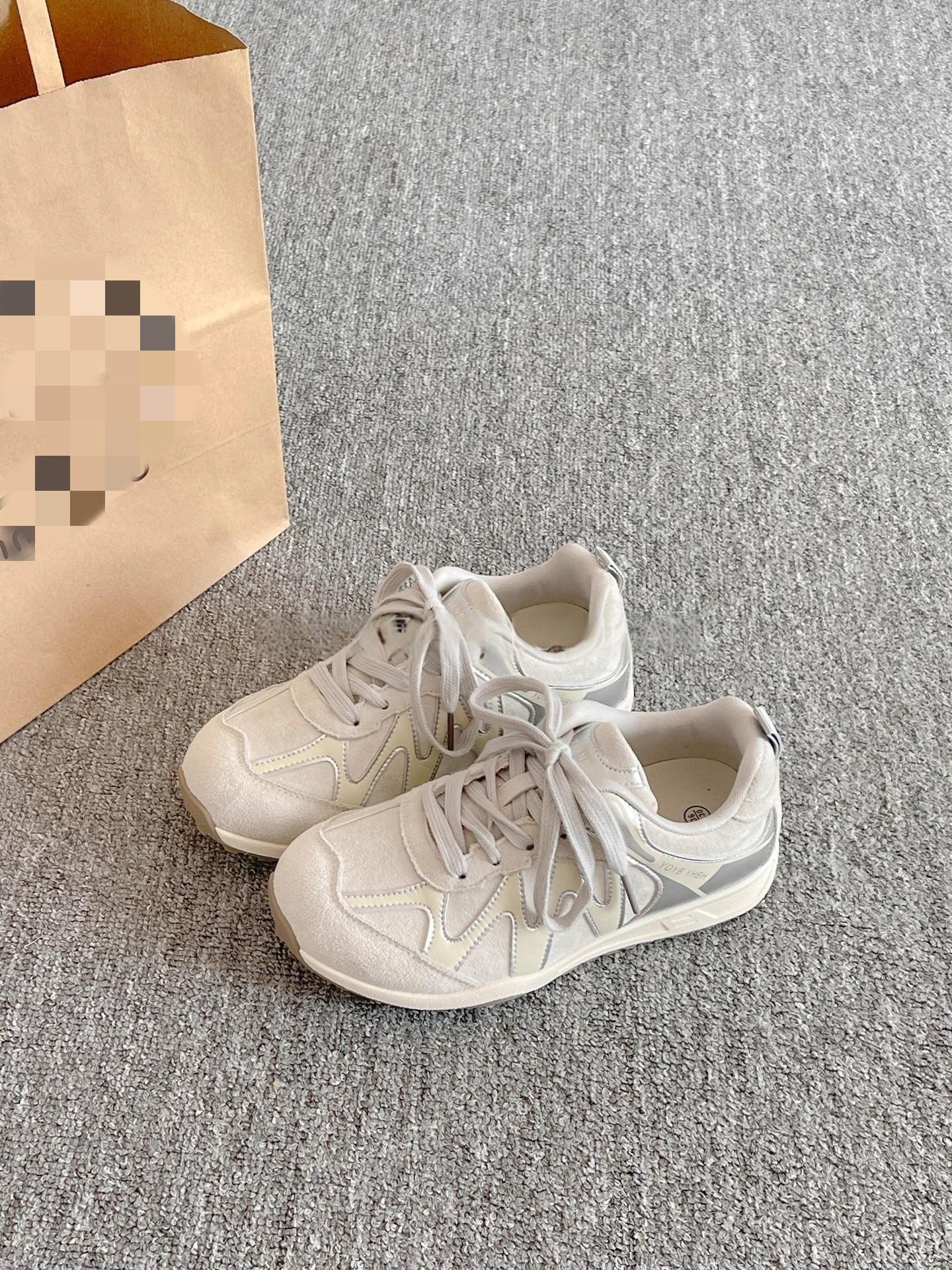 

Retro shoes board shoes women s autumn new platform white shoes casual shoes trendy women 40 серебряный серый