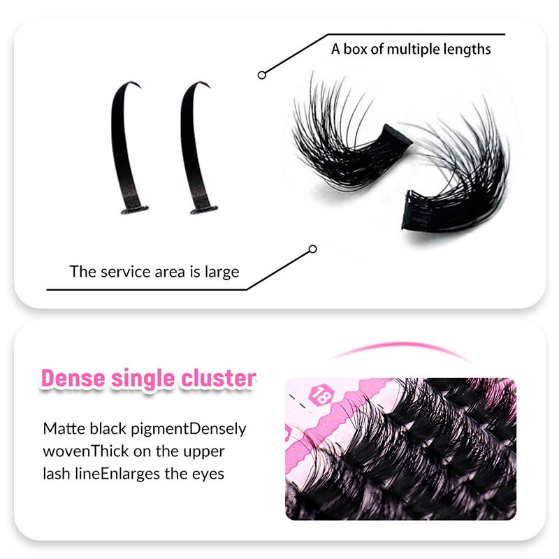 Cluster Lashes Individual Extensions Mixed Tray DIY Eyelash Set Soft Natural Curl Long Lasting for Party and Everyday Use