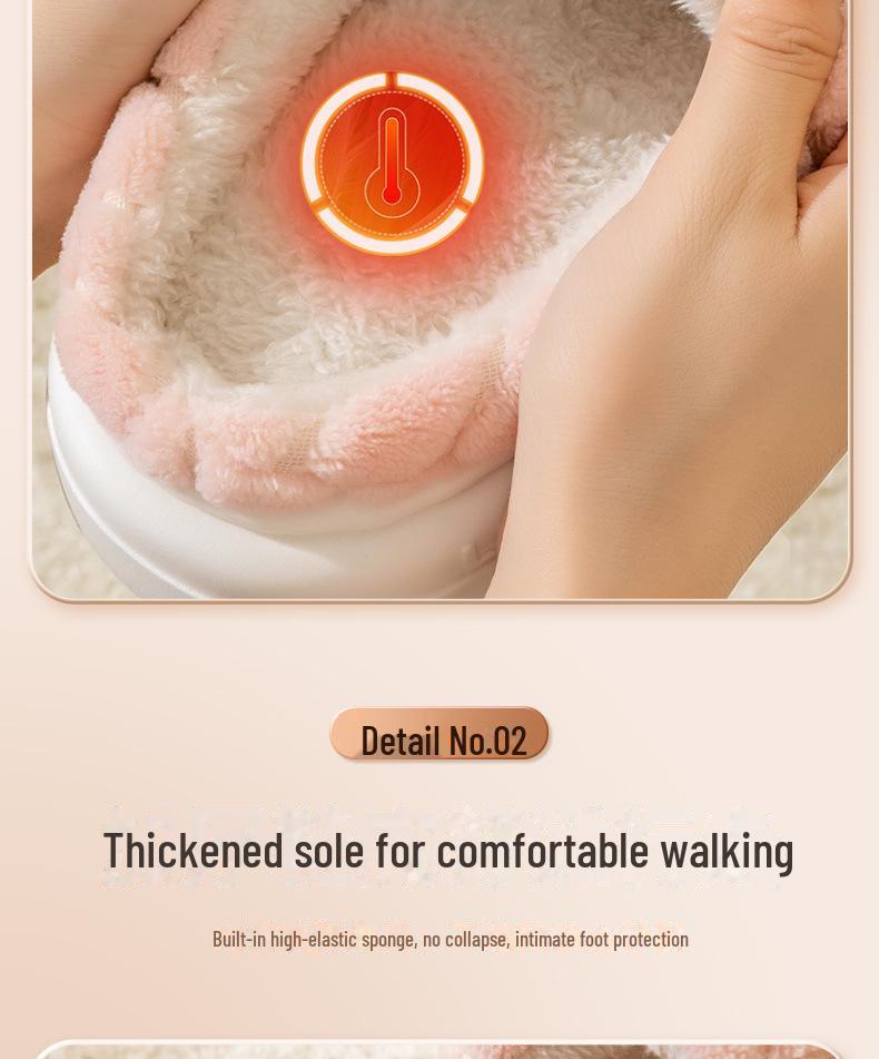 Women's Plush Cotton Winter Slippers - Thick & Warm for Outdoor Use, Free Shipping for Men