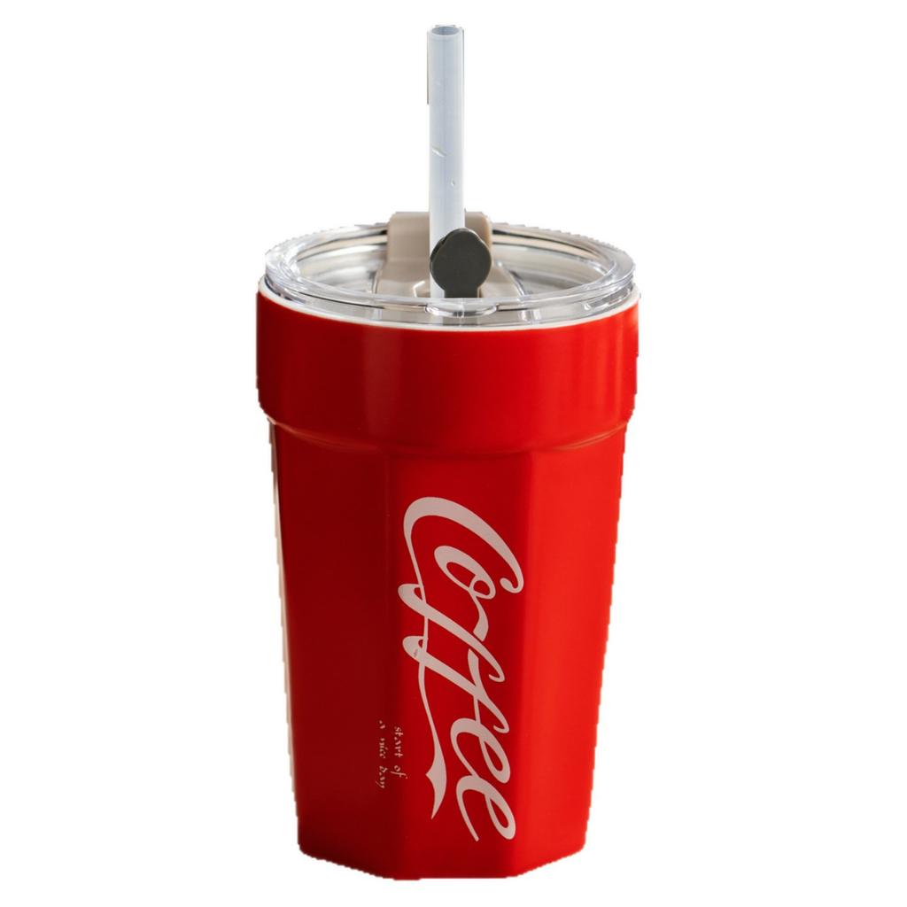 High Value Coke Cup Large Capacity Imitation Thermos Cup with Straw Student Water Cup Large Capacity Coffee Cup Ceramic Cup