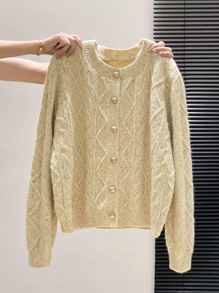 Gentle wind twist knitted cardigan women's 1011 spring and autumn loose simple casual sweater top coat