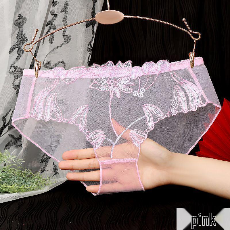 

Yanbeiwei Женские летние 2025 года вышитые прозрачные трусики со средней посадкой - Большой размер, стиль 836 2XL розовый