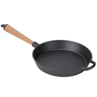 Haushaltsküchenutensilien Gusseisen Bratpfanne Bratpfanne Kochen Steakpfanne mit HolzgriffBratpfanne mit Holz