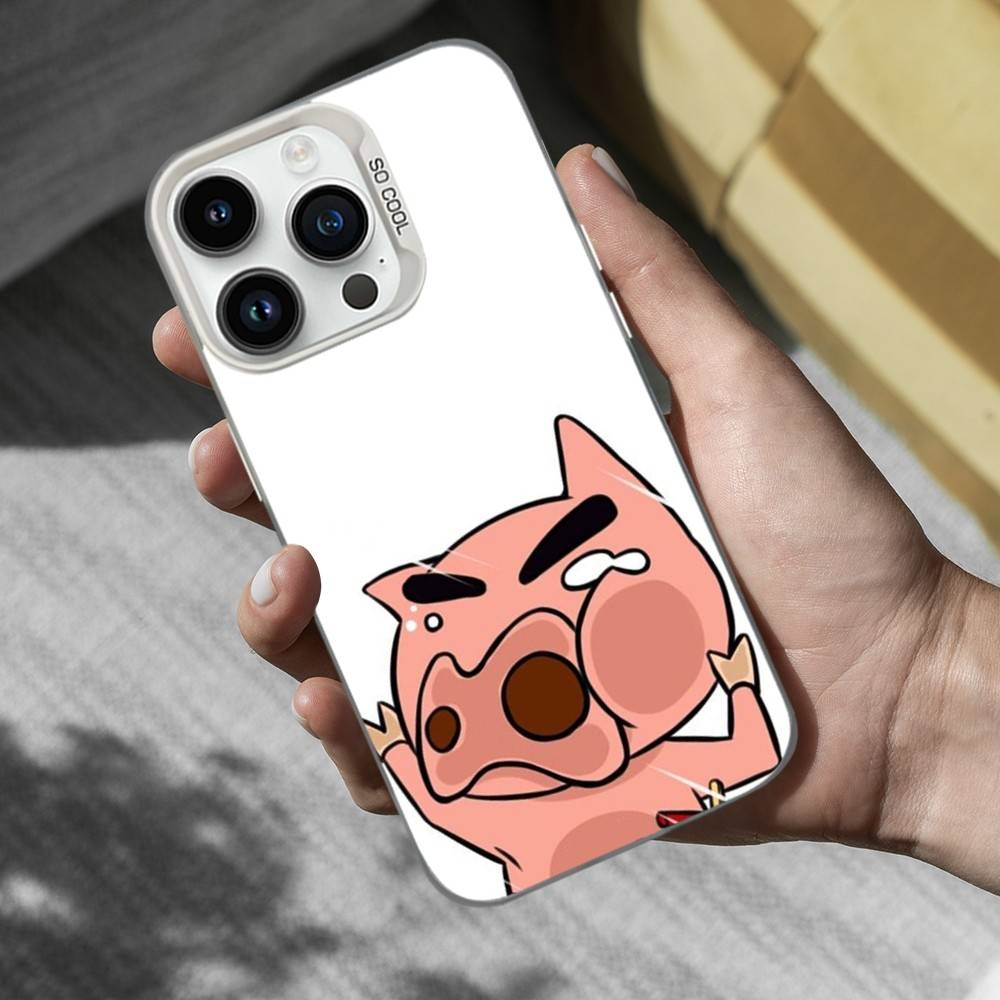 Ctue B-BURIBURIZAEMON Pig Phone Case For iPhone 16,15,14,13,12,11,Mini,XS,Pro,SE,MAX White Matte Shockproof Cover