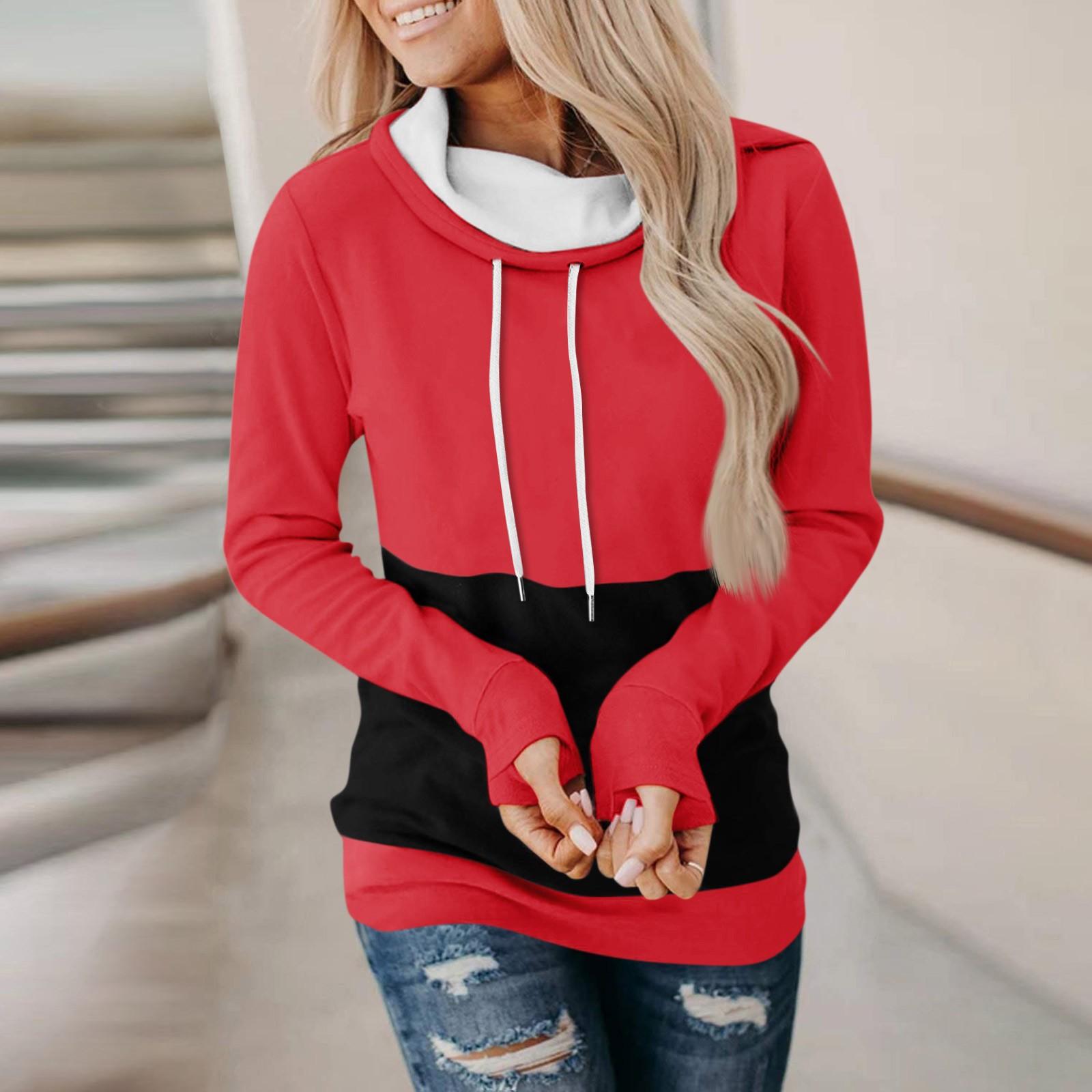 

Женские повседневные модные однотонные пуловеры с длинными рукавами, толстовки с капюшоном XL красный