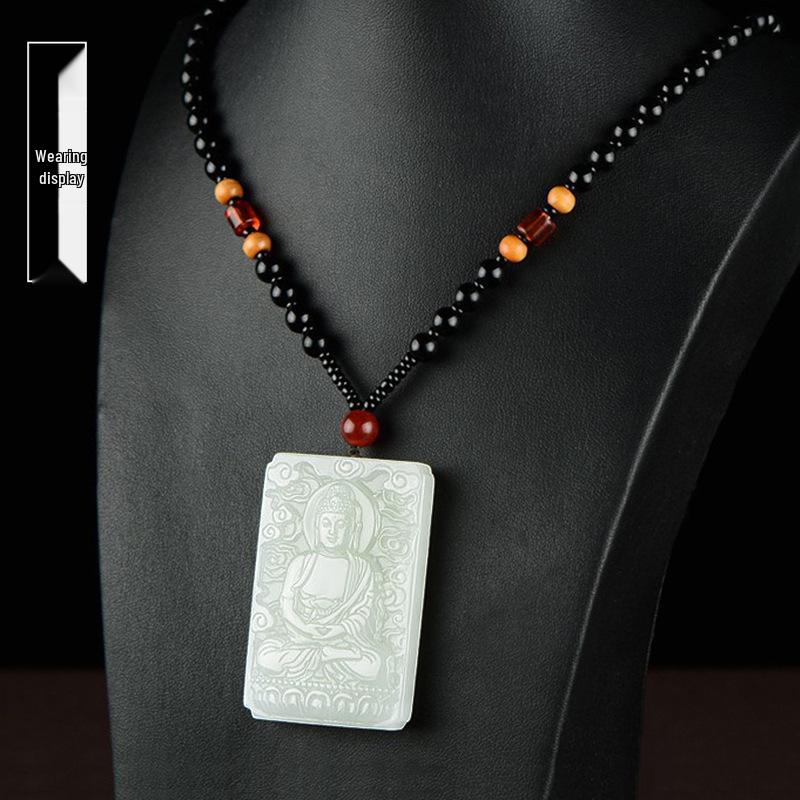 Xinjiang Hetian Jade Tathagata Pendant: Unisex Zodiac Birth Buddha, Guardian Deity for Sheep and Monkey, with Certificate