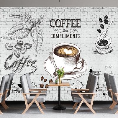 3d Retro Coffee Shop Wall Paper Cafe Shop Restaurant Drink Wall Murals Removable Large Coffee Wallpaper