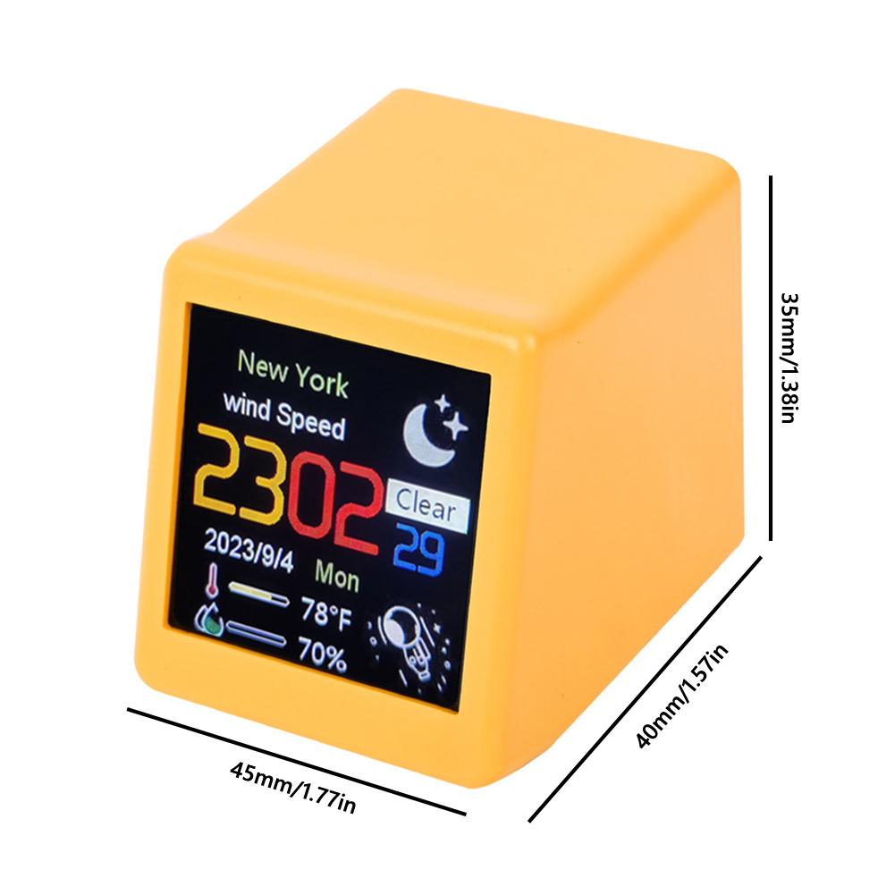 Mini Smart WIFI Weather Station Clock with Digital Screen DIY GIF Animations Desktop Mini Clock for Game Room Decoration