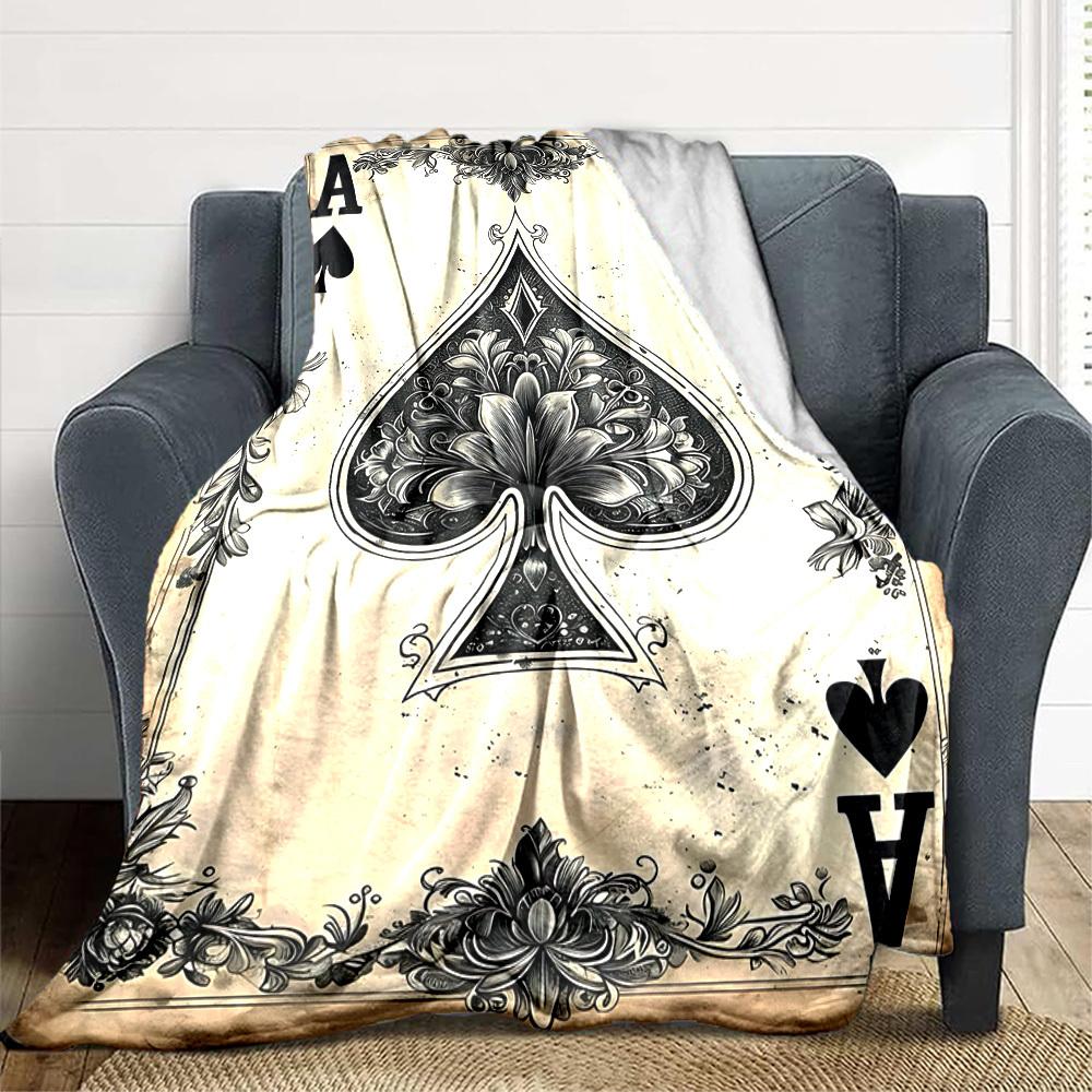 

1pc Ace of Spades Blanket Lightweight Flannel Blanket Throw Blanket For Sofa, Bed, Travel, Camping yy2509026152 75x90cm