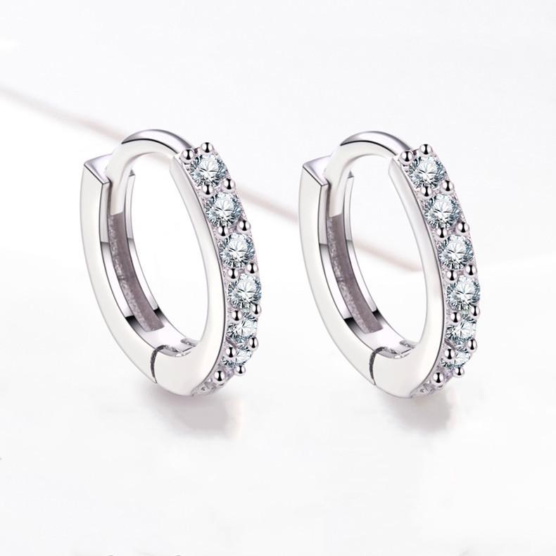 Korean Style S925 Sterling Silver Circle Earrings with Zircon Inlay – Women's Simple Studs