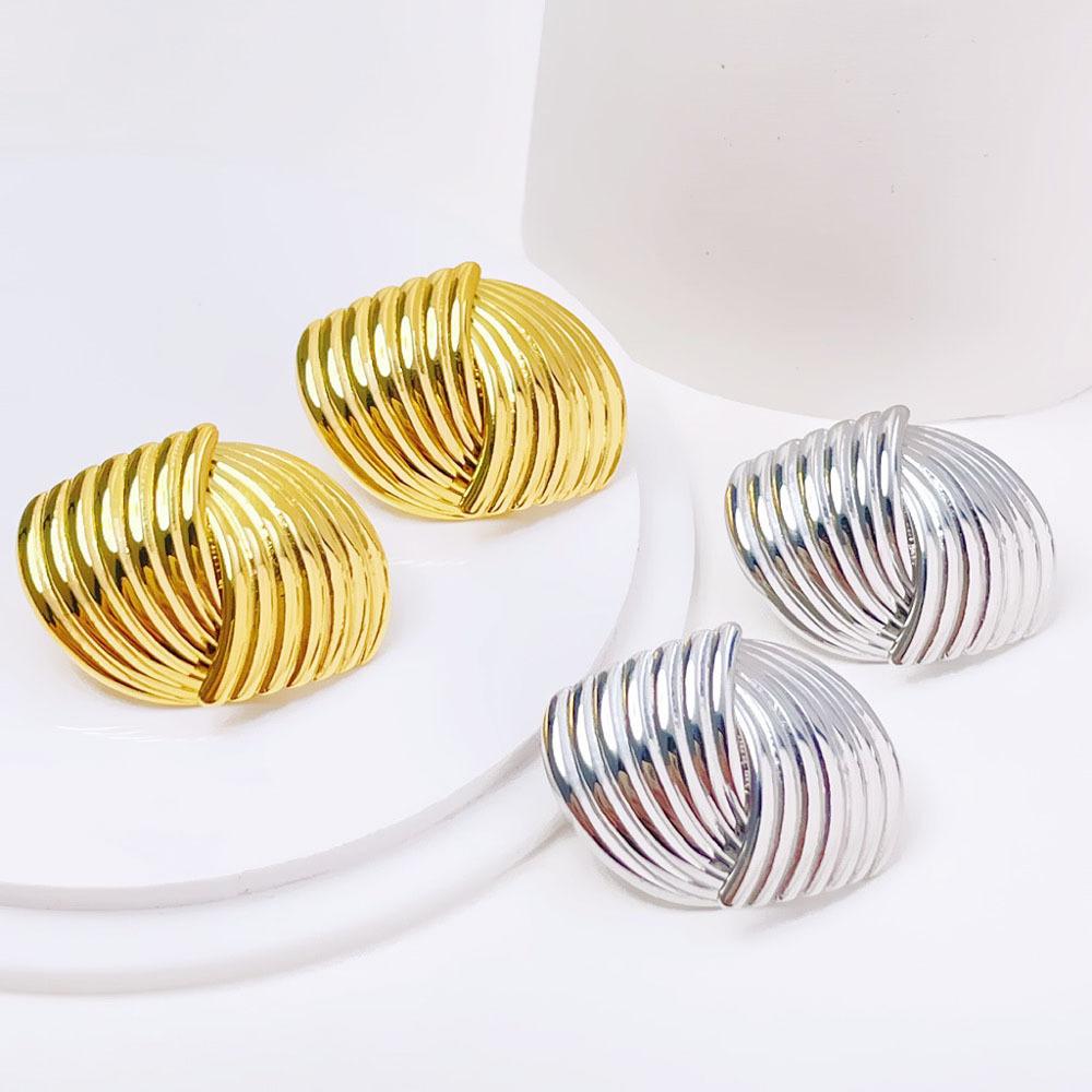 Retro Texturierte Überlappende Ohrringe Für Damen Mehrlagige Goldfarbene Statement Stecker Ohrringe Schmuck Geschenke