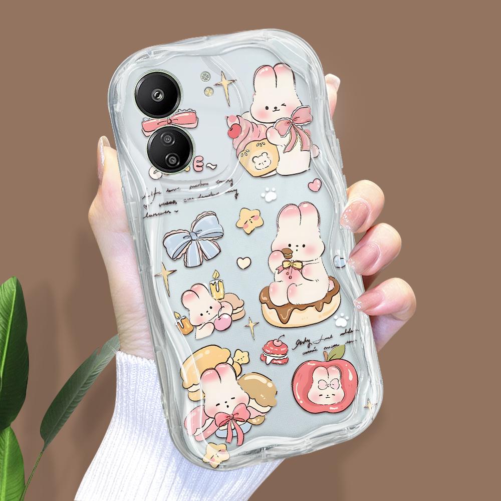 Cute Cartoon Pattern Cream Texture Casing Wavy Edge Soft Silicone Cover Phone Case for Xiaomi Redmi
