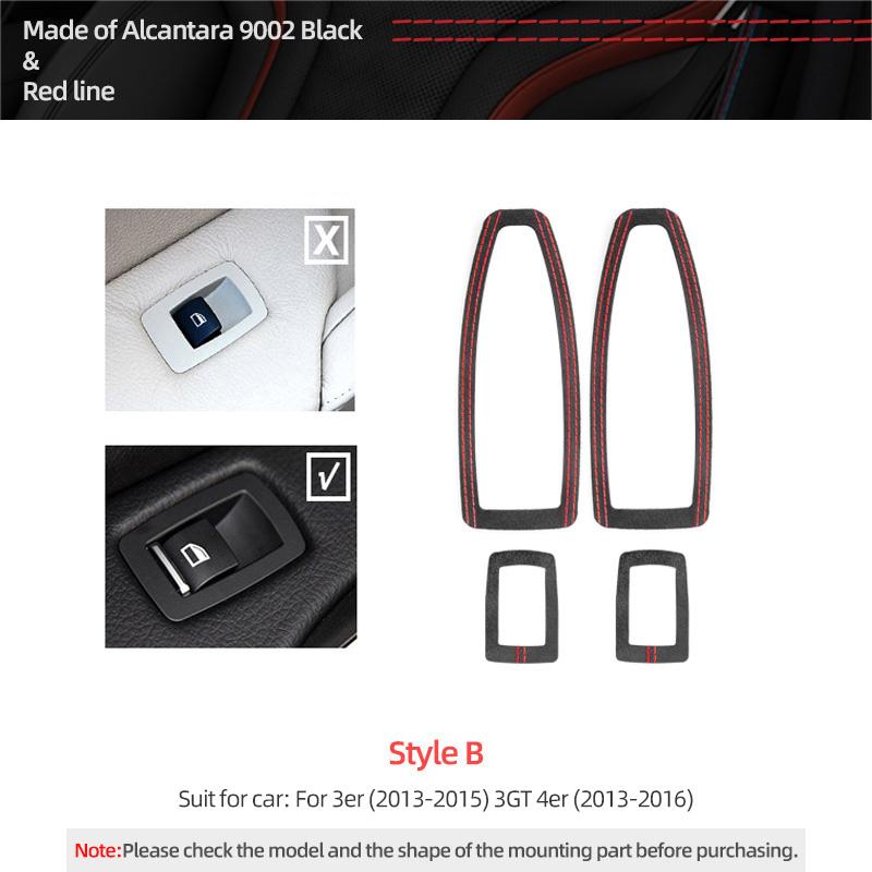 For BMW X1 F48 F20 F30 F30 F34 Made of Alcantara Window Switch Lift Panel Trim Performance 4pcs Sticker Car Interior Accessories