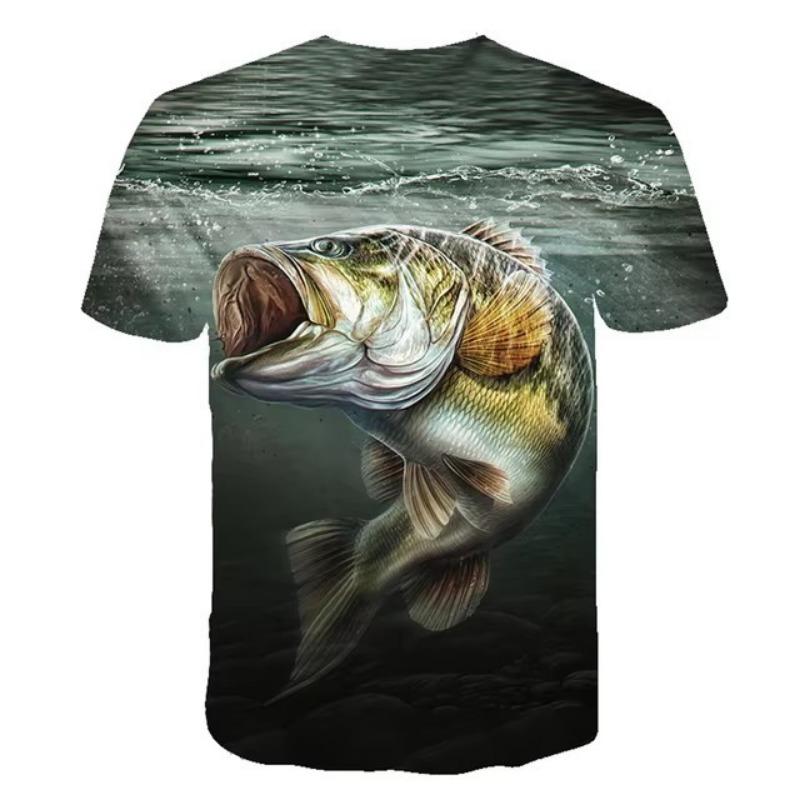 Men's Retro Fishing T-shirt 3D Printed Casual Short Sleeve Loose Men's T-shirt Sportswear