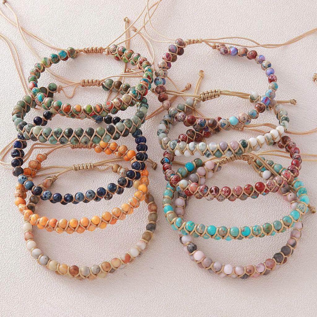 Natural Agate Beaded Hand Chain With Geometric Design For Yoga And Gift Giving