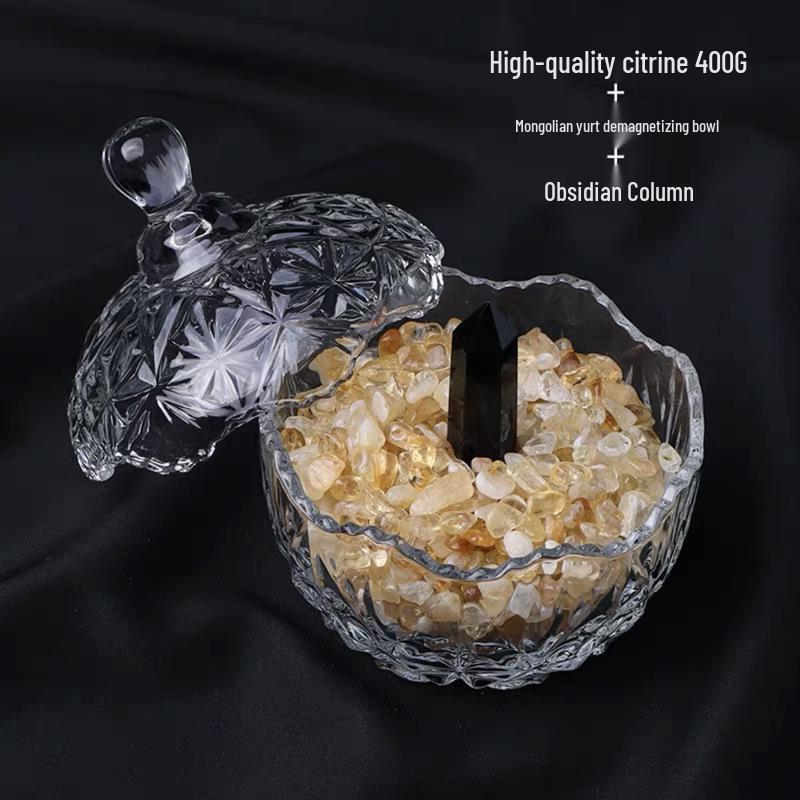 White Crystal Purification Bowl: Demagnetization Stone, Amulet Salt Container, Gem Glass.