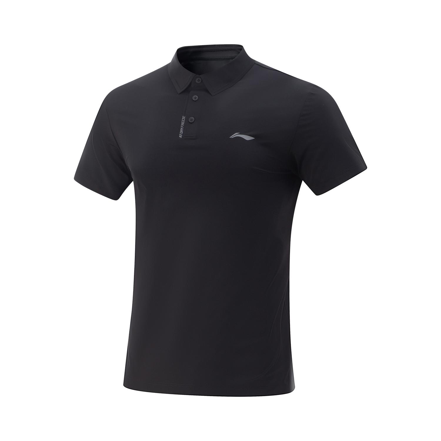 

Li-Ning Comfortable Casual Simple Versatile Breathable Solid Color Short Sleeve Polo Shirt Men tops Black APLV575-1 L