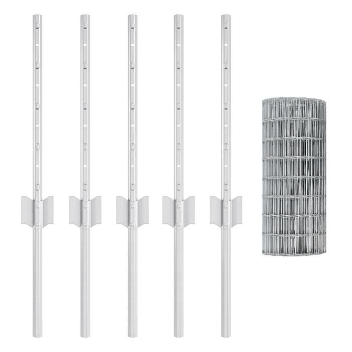 VidaXL Clôture Euro avec 5 poteaux U Argent 0,4x10 m Acier 3336168
