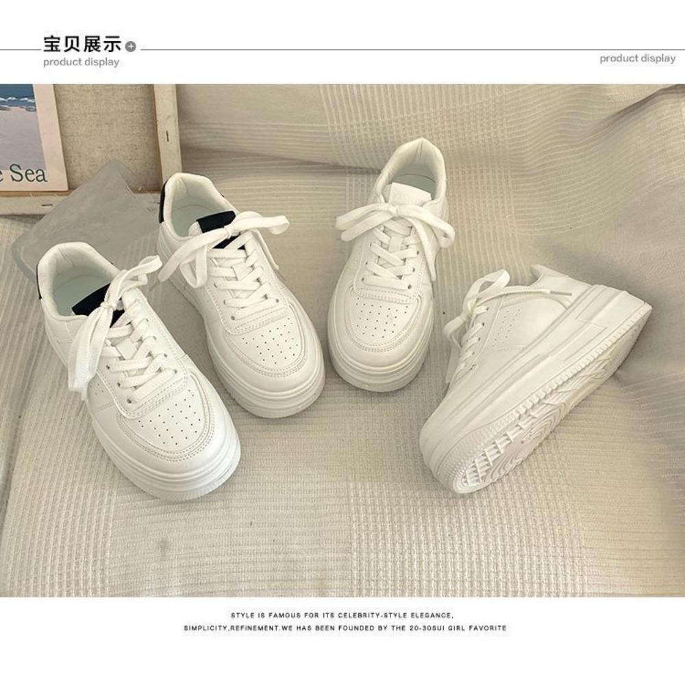 Thick Soled Sponge Cake Shoes Autumn Sports White Shoes