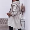 Dames S Capuchon Lange Mouw Tailleband Rits Effen Middellang Casual Jas