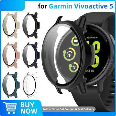 Premium PC Case+Tempered Glass for Garmin Vivoactive 5 Anti-scratch Screen Protector Film & Bumper Protective Cover Accessories